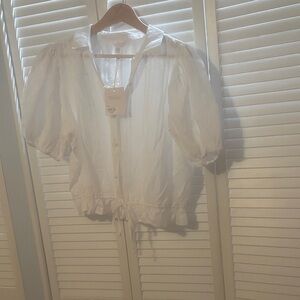 LC Lauren Conrad Cream Puff Sleeve Blouse